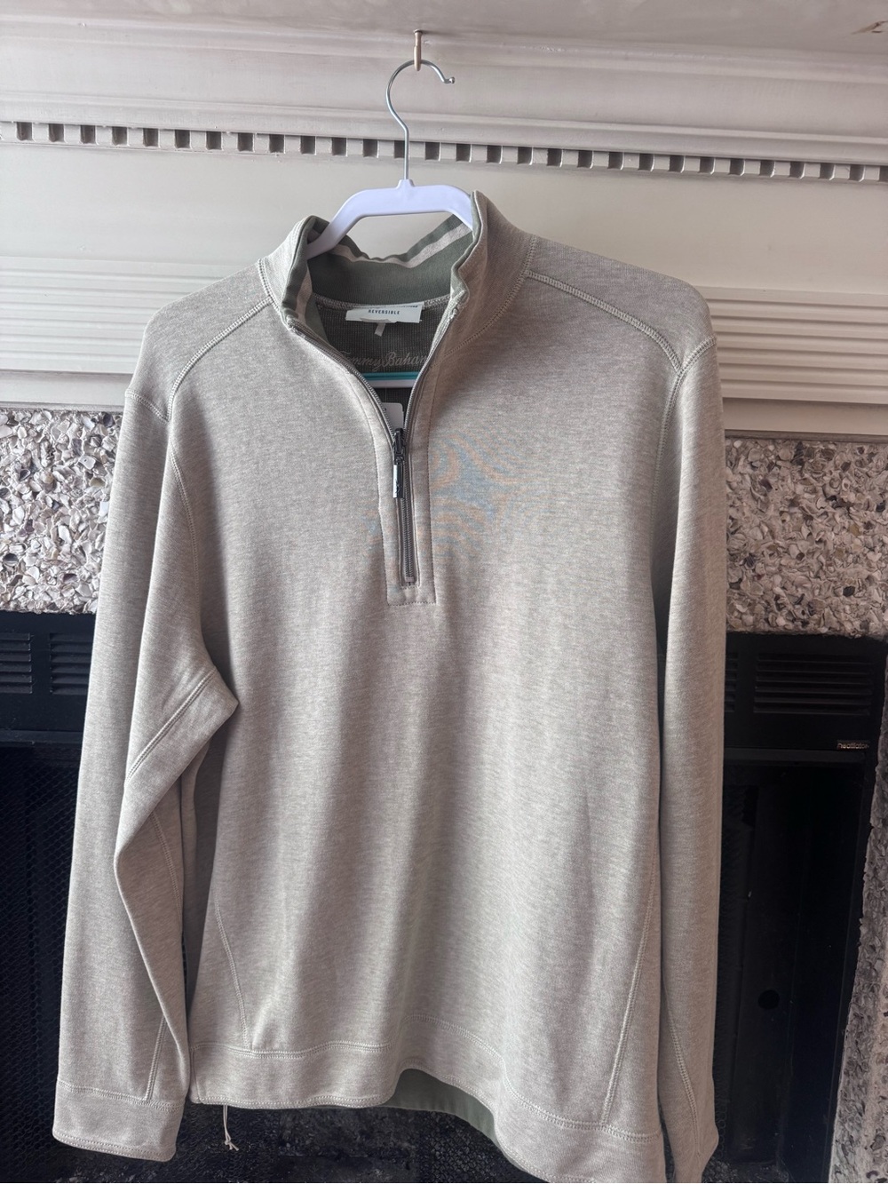 Tommy Bahama Light Taupe Quarter-Zip Shirt Jacket